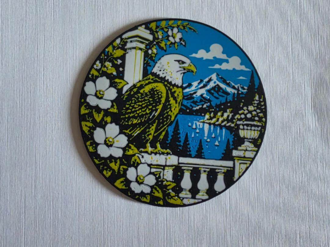 90mm round eagle coaster 3D model by NezzyCFC