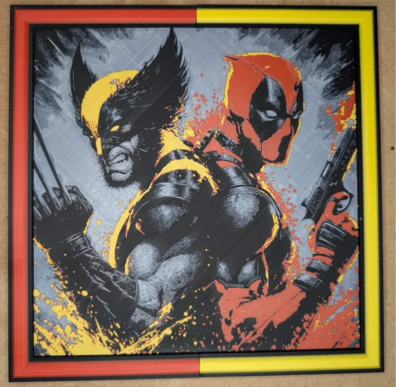 Colored frame for Deadpool and Wolverine Hueforge