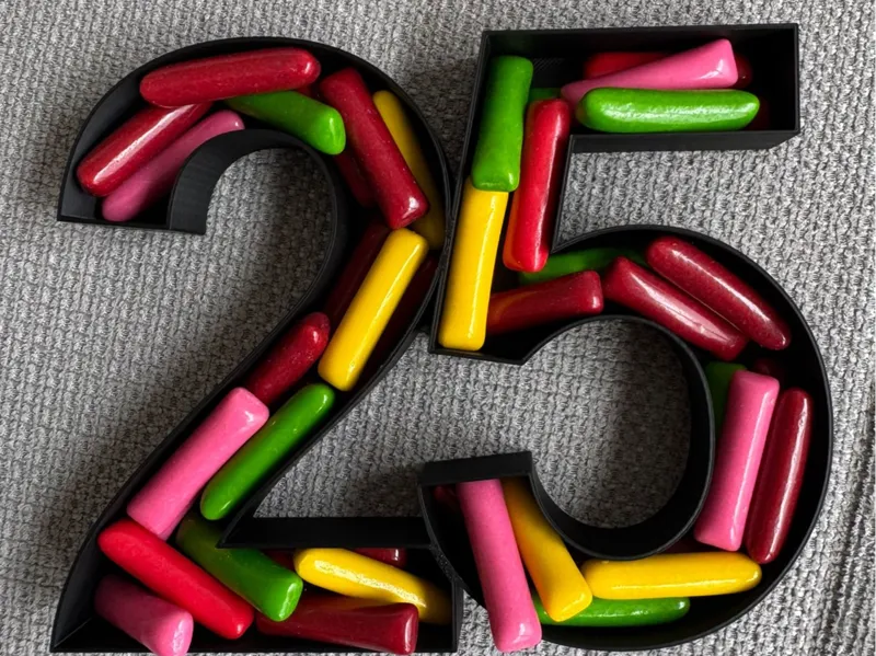 25. Geburtstag - Form für Deko, Bonbons, Moos etc.