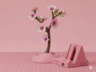 Cherry_Blossom_Headphone_Stand_With_Phone_Base