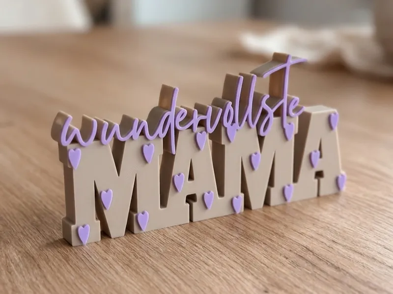 Muttertag Schriftzug wundervollste Mama mit Herzen