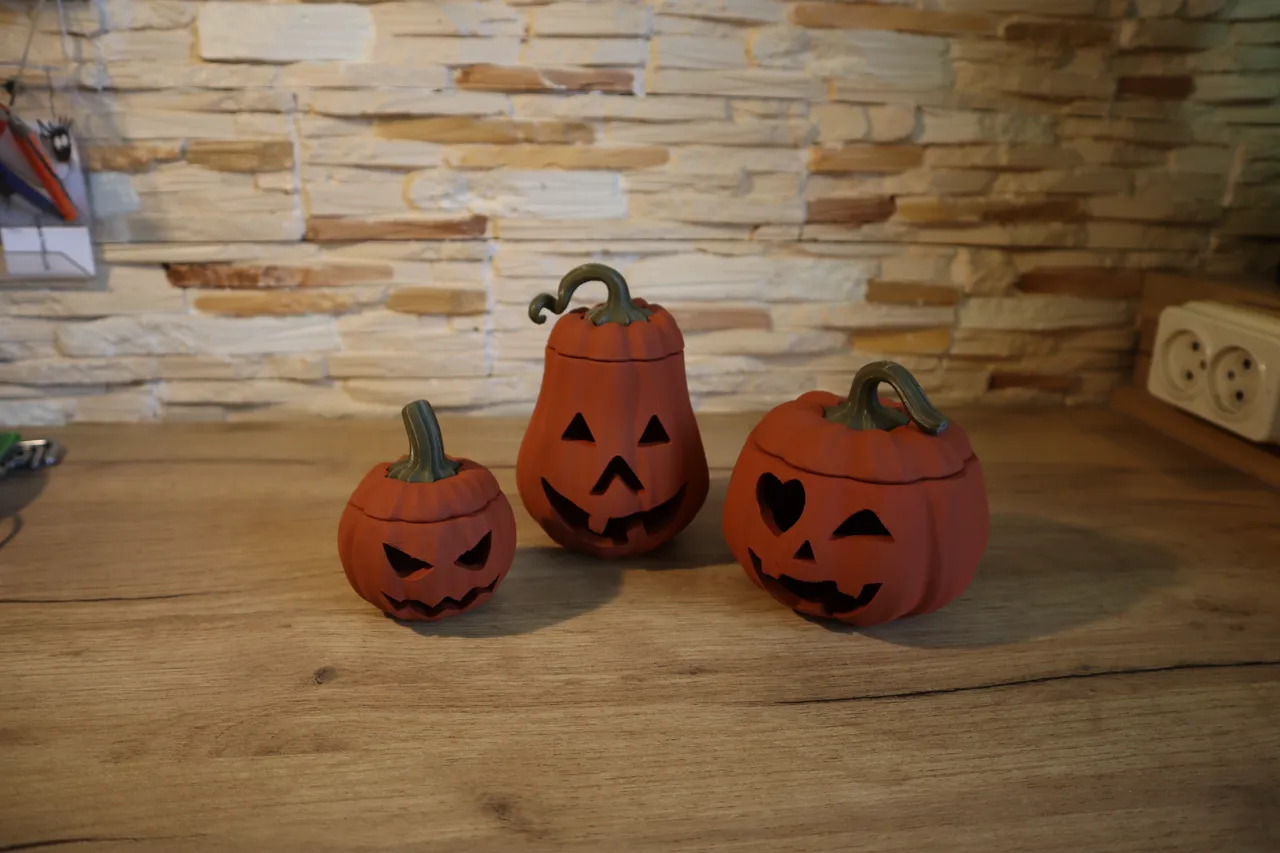3 carved pumpkins view 3