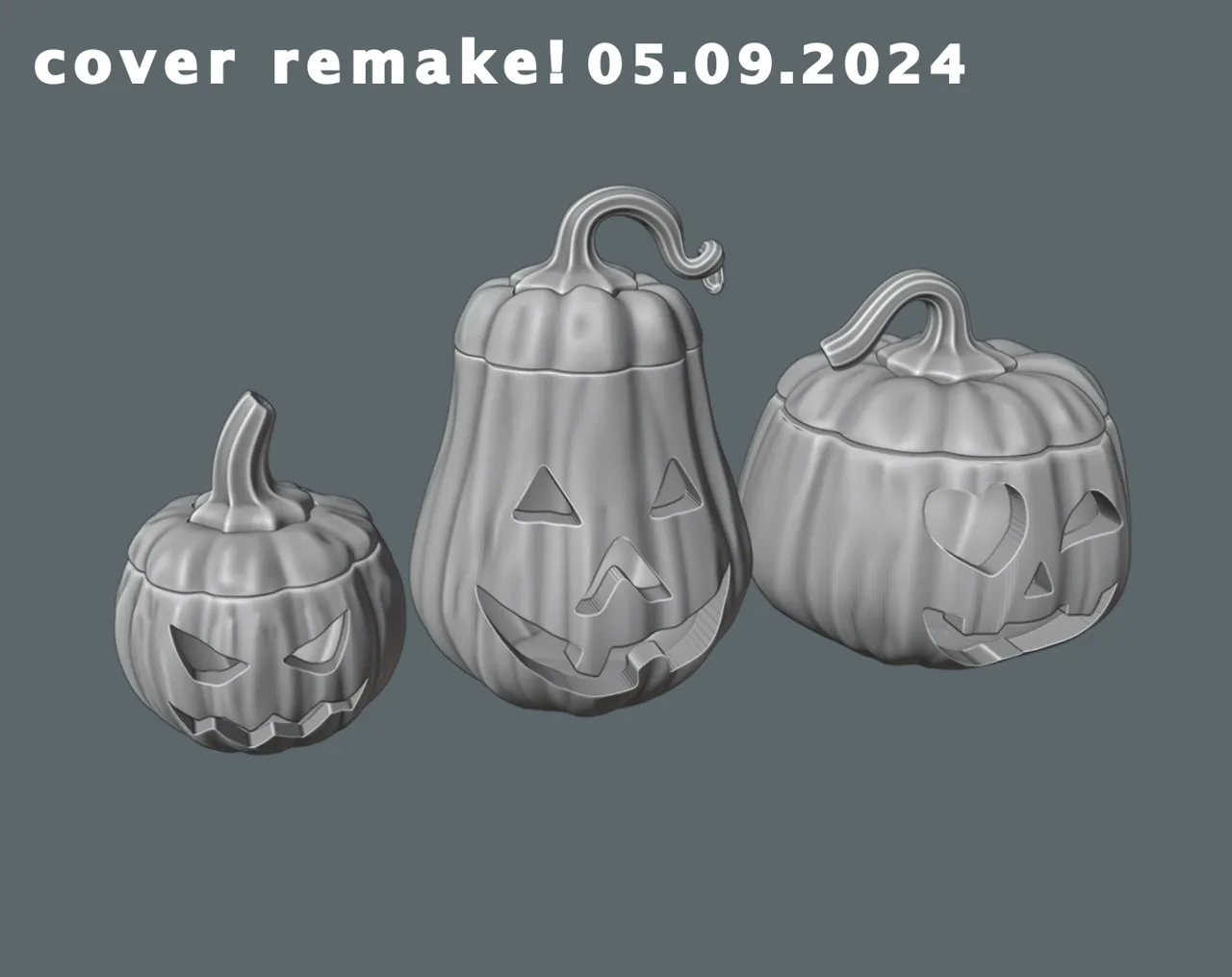 3 carved pumpkins view 2