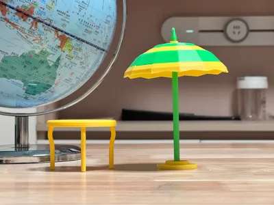 Mini Beach Umbrella With Built-in Table (Update)