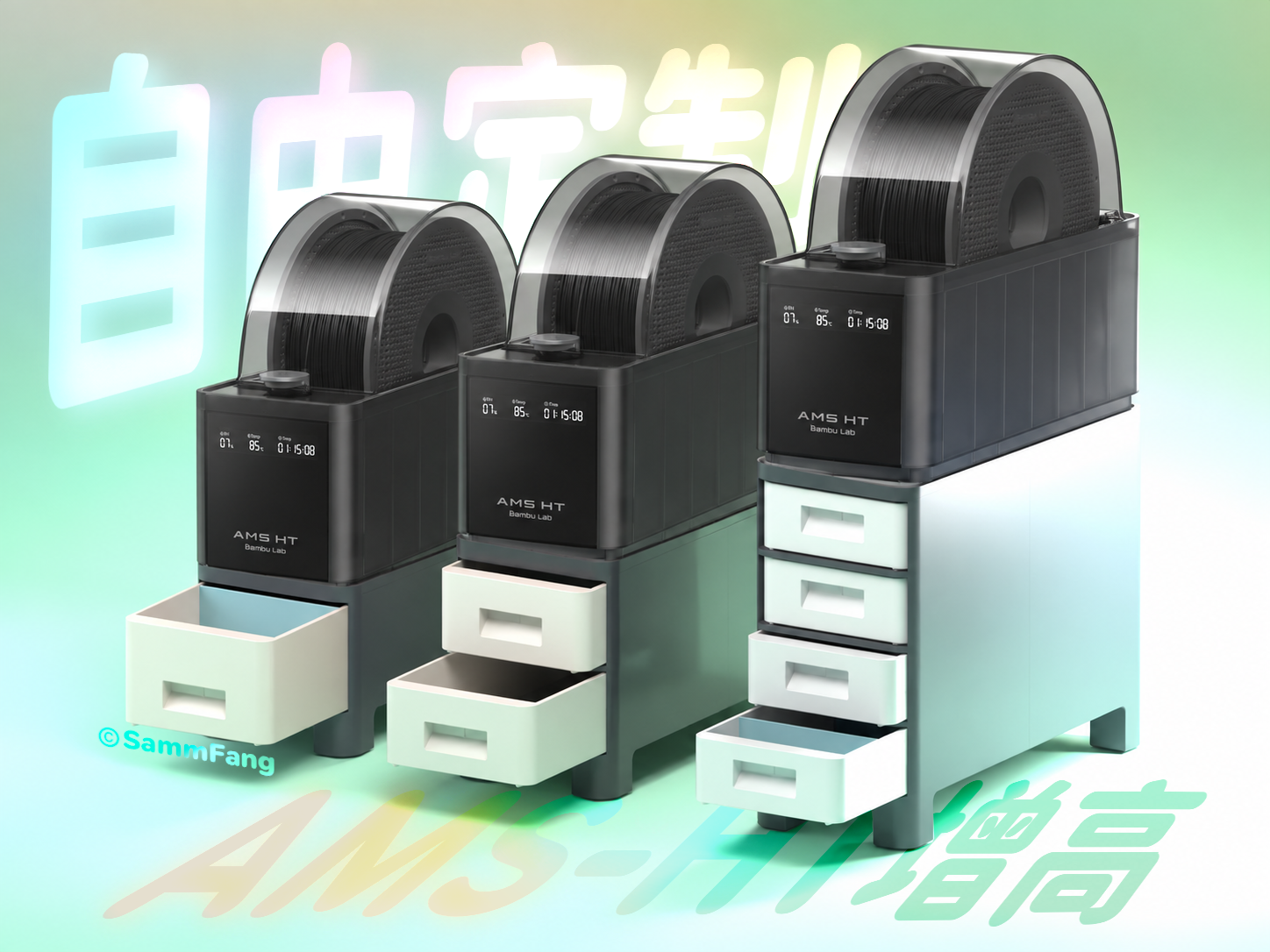 !可商用! !A1mini兼容! 参数化AMS-HT抬高抽屉座 免支撑 3D model