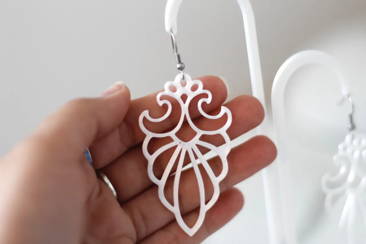 White Baroque Earrings view 2