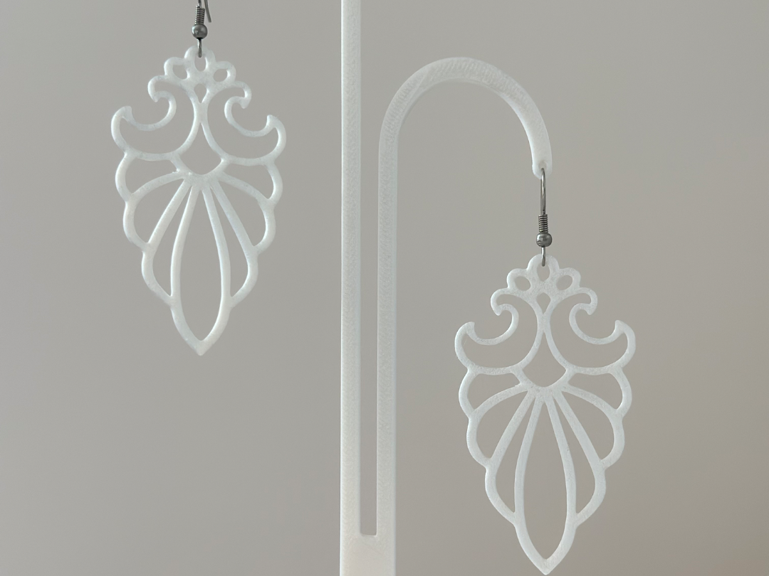 White Baroque Earrings