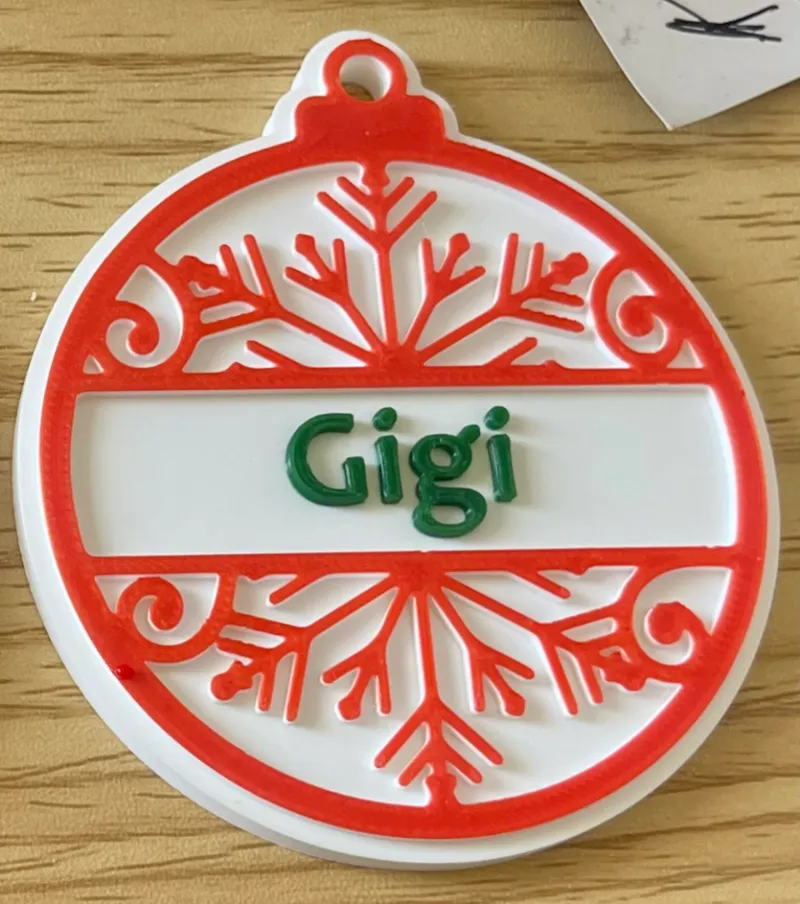 3 Color Christmas Ornament with Name