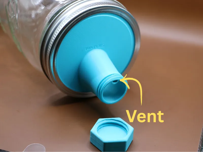 Large Mason Jar Lid With Vented Pour Spout and Cap
