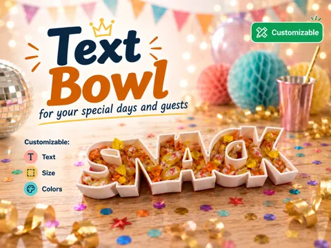 Letrero o emblema decorativo: Text Bowl — Customizable Free-Text Bowl — referencia de MakerWorld