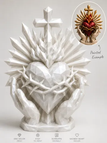Figura decorativa: Sacred Heart – Low Poly Geometric — vista de referencia 2