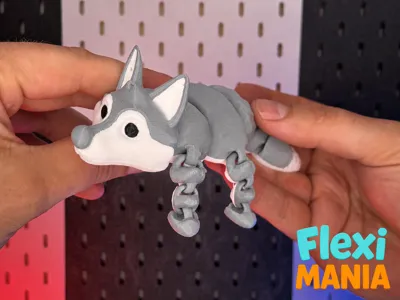 Flexi Wolf- Articulated Print-in-Place–No Supports