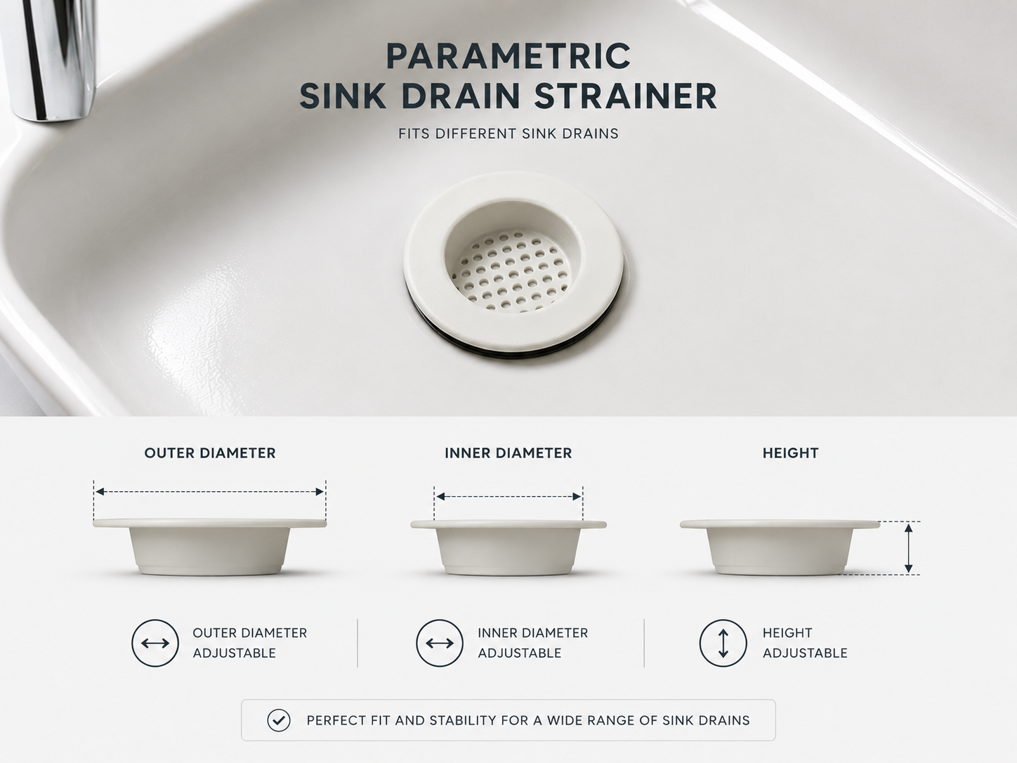Customizable Sink Strainer Drain