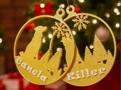 Customizable pet Christmas ornament.
