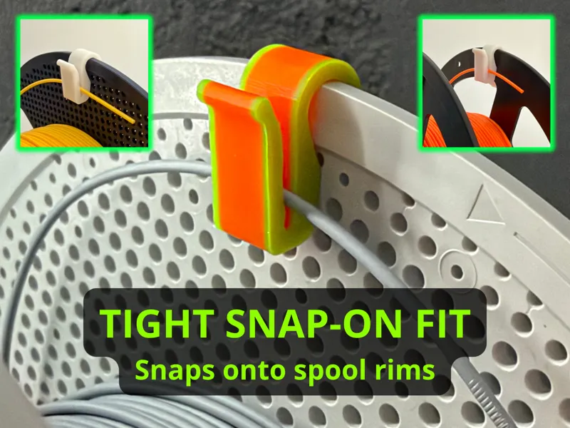 Tight Snap-On Filament Clip for Spool Rims