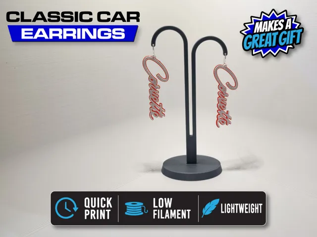 Two-Color Corvette Script Earrings