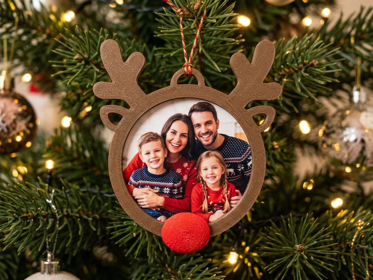 Rudolph Christmas Tree Photo Frame Ornament - 1