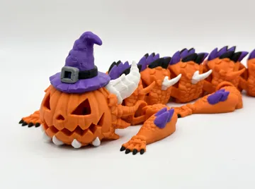 Adorno temático: Cute Pumpkin Flexi Dragon – Halloween Toy — vista de referencia 4