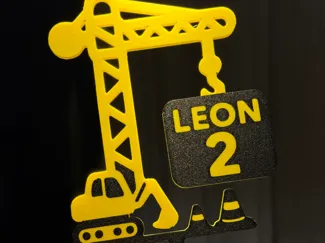 Leon 2 Geburtstag Caketopper Baukran Baustelle