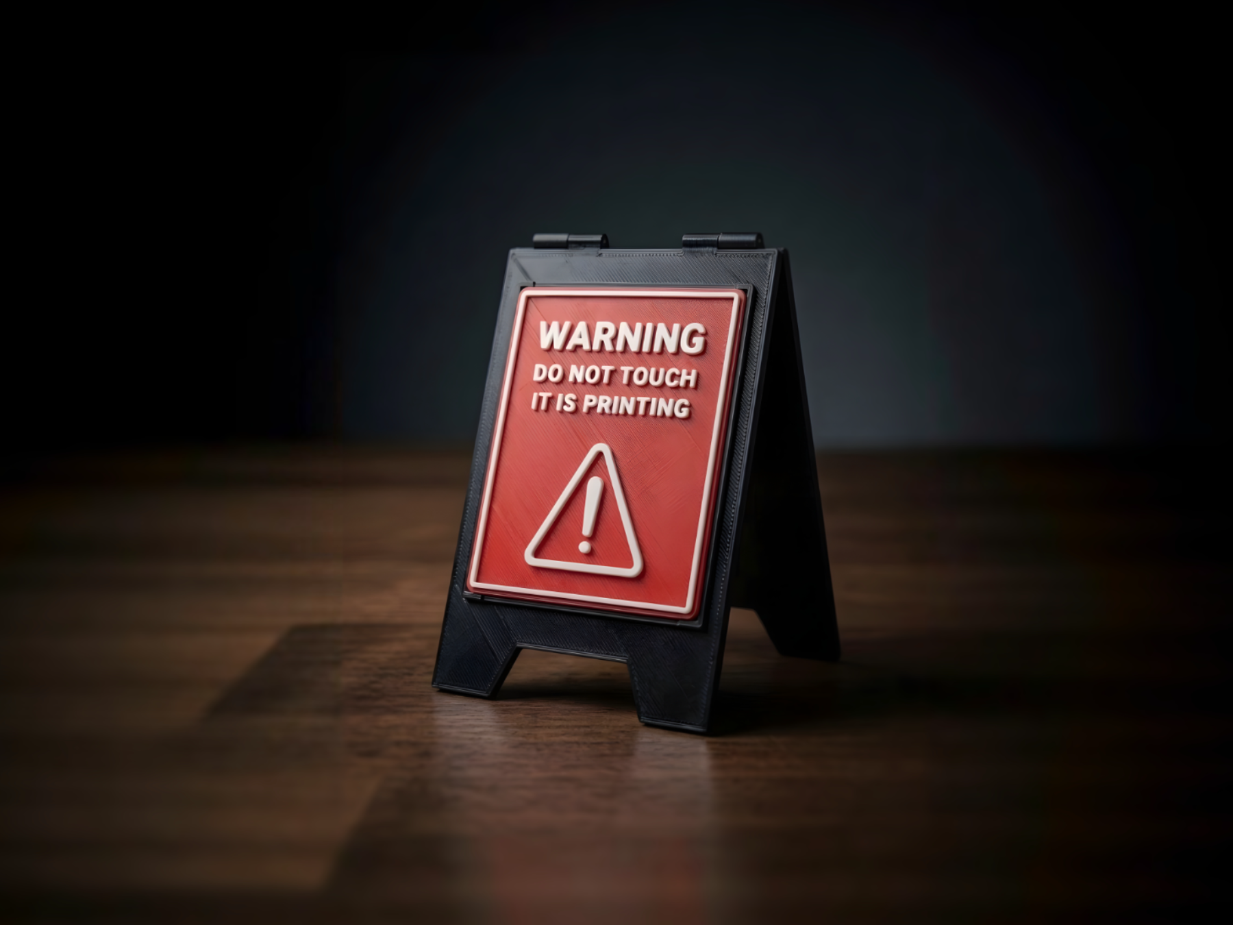 Bambu A-Stand customizable printing warning sign
