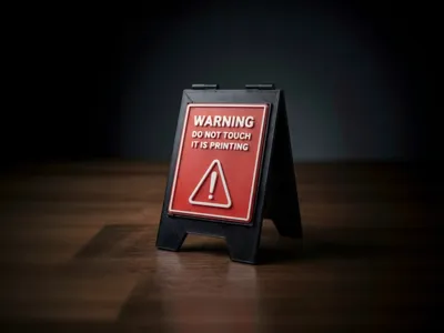 Bambu A-Stand customizable printing warning sign