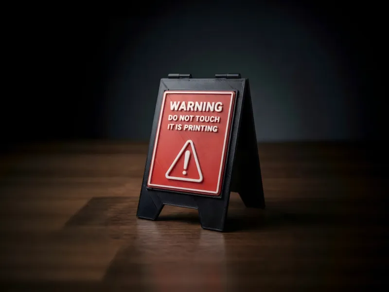 Bambu A-Stand customizable printing warning sign