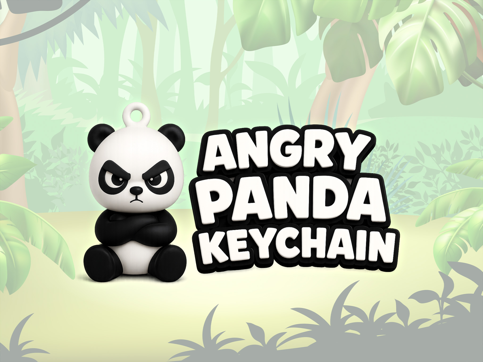 Angry Panda Keychain - multicolor print