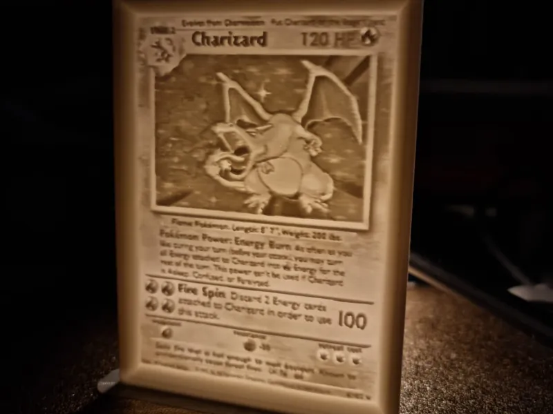 Litofania Charizard Prima Edizione – Carta in 3D
