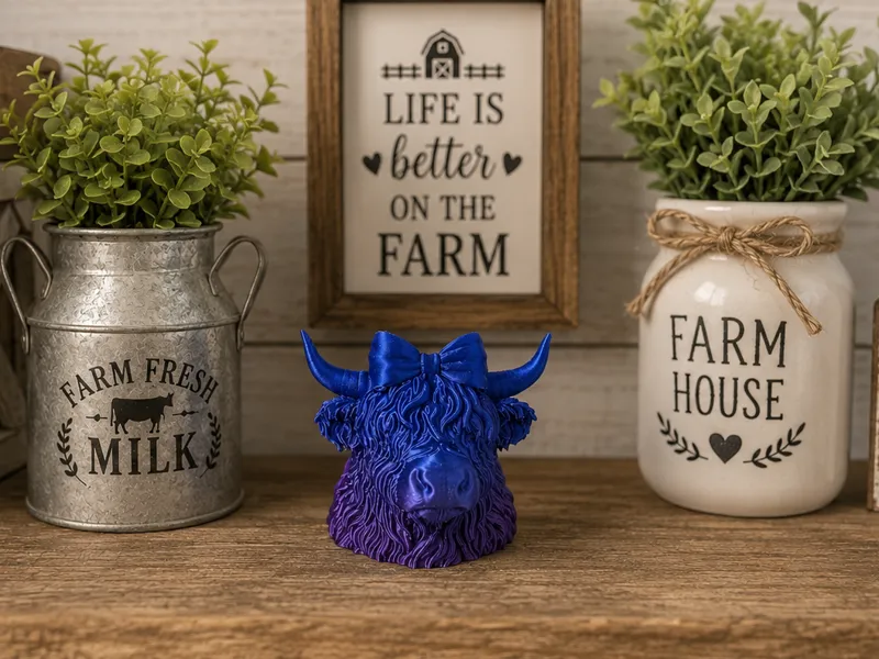 Highland Cow Bust with Bow