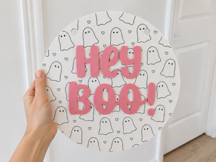 Hey Boo! Cute Halloween Ghost Sign - 1