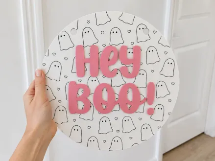 Hey Boo! Cute Halloween Ghost Sign
