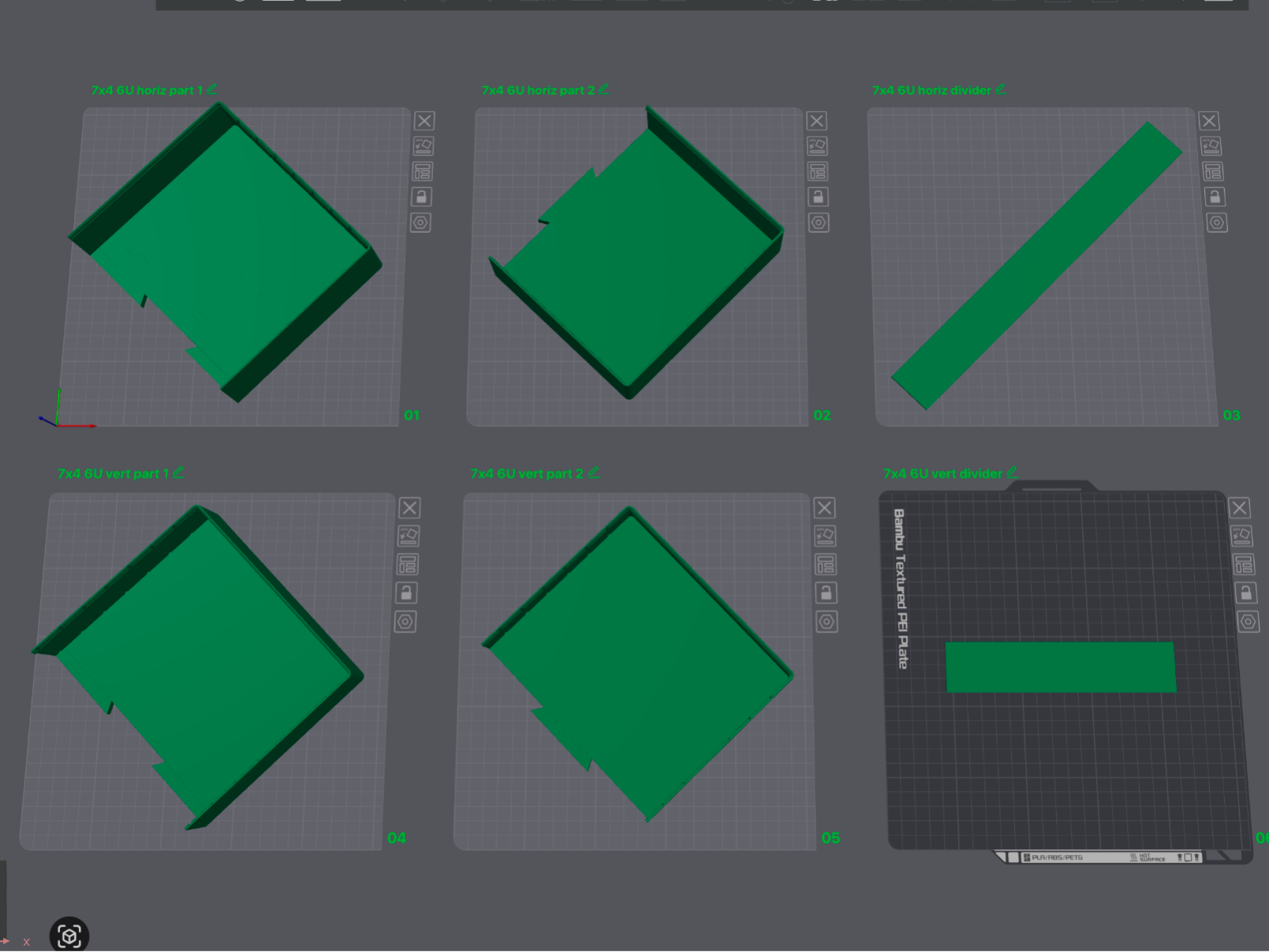 Gridfinity Bin 7x4 4U with dividers