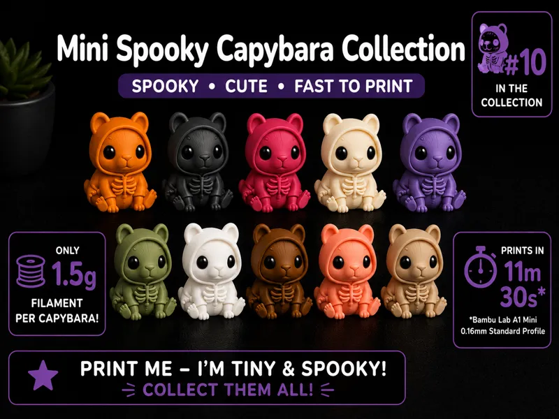 Tiny Capybara - Skeleton Hoodie - Spooky Halloween