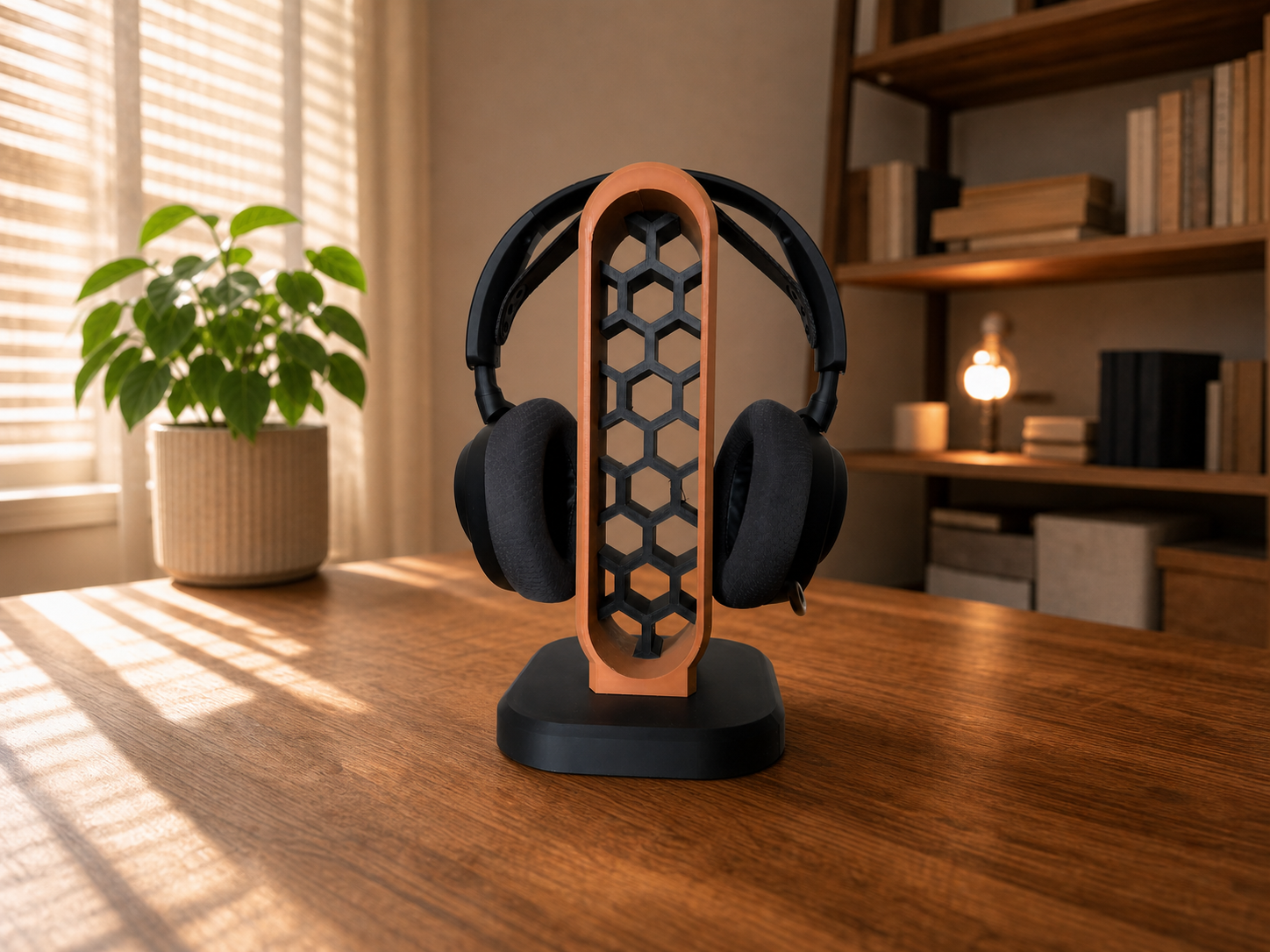 Two-Tone Headphone Stand – Honeycomb Design
