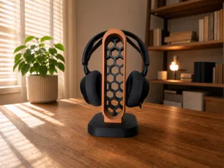 Two-Tone Headphone Stand – Honeycomb Design