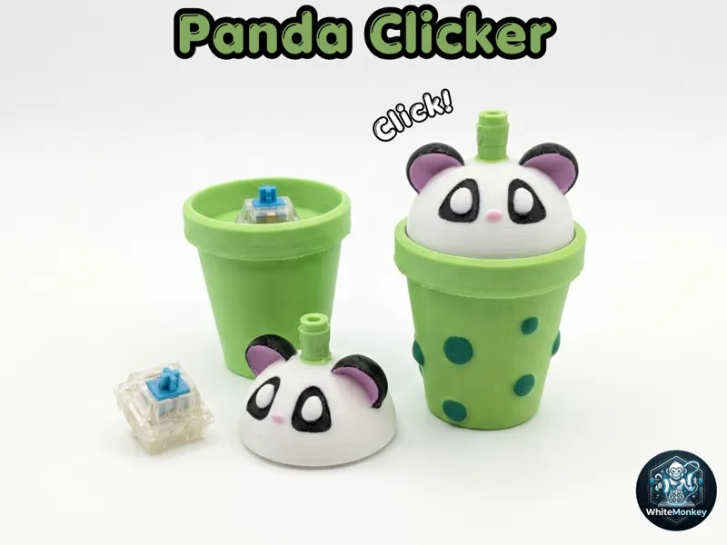 Kawaii Bubble Tea Panda Fidget Clicker