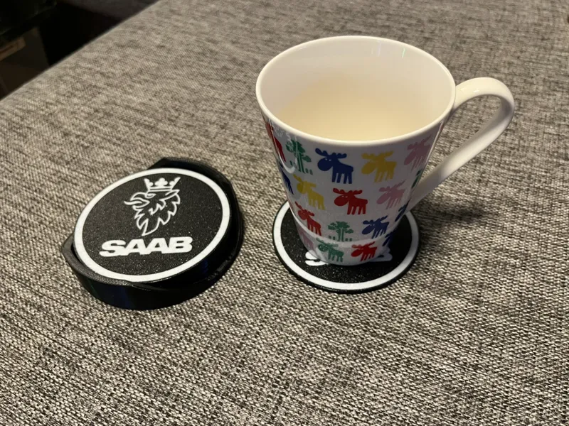 SAAB coasters with holder