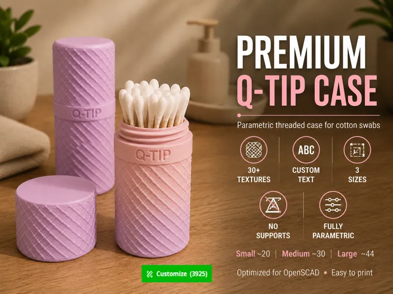 Customizable Q-Tip Travel Container / Case 