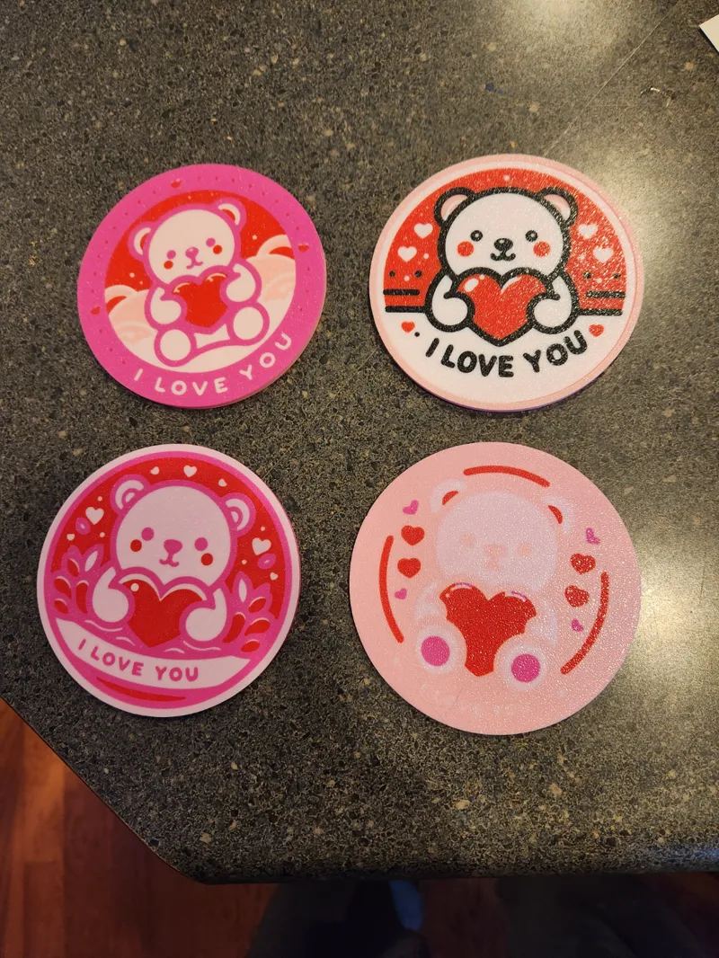 Valentine Coasters, Heart Bears