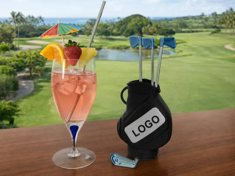 Golf bag for straws - with club heads