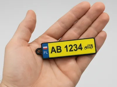 Polish License Plate Keychain - Yellow Version