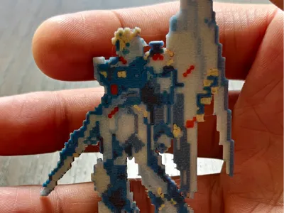 Nu Gundam_Refrigerator Magnet_Keychain_RYBW Four-Color Layering_Lumina
