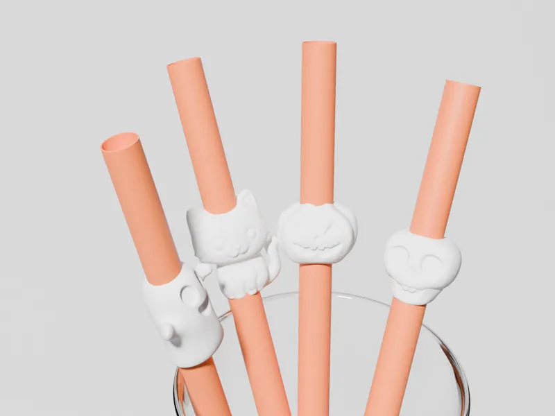 Halloween straw toppers charms
