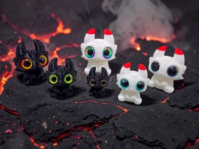 Tiny Toothless and LightFury -glass eye compatible