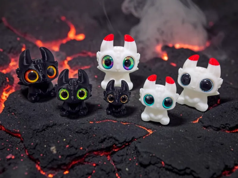 Tiny Toothless and LightFury -glass eye compatible