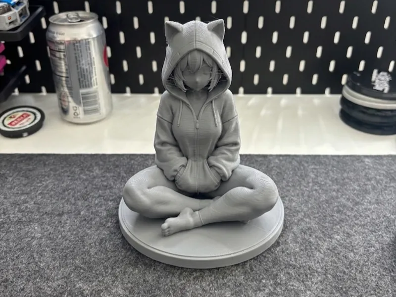 Cat Hoodie Anime Girl | Premium Desk Statue