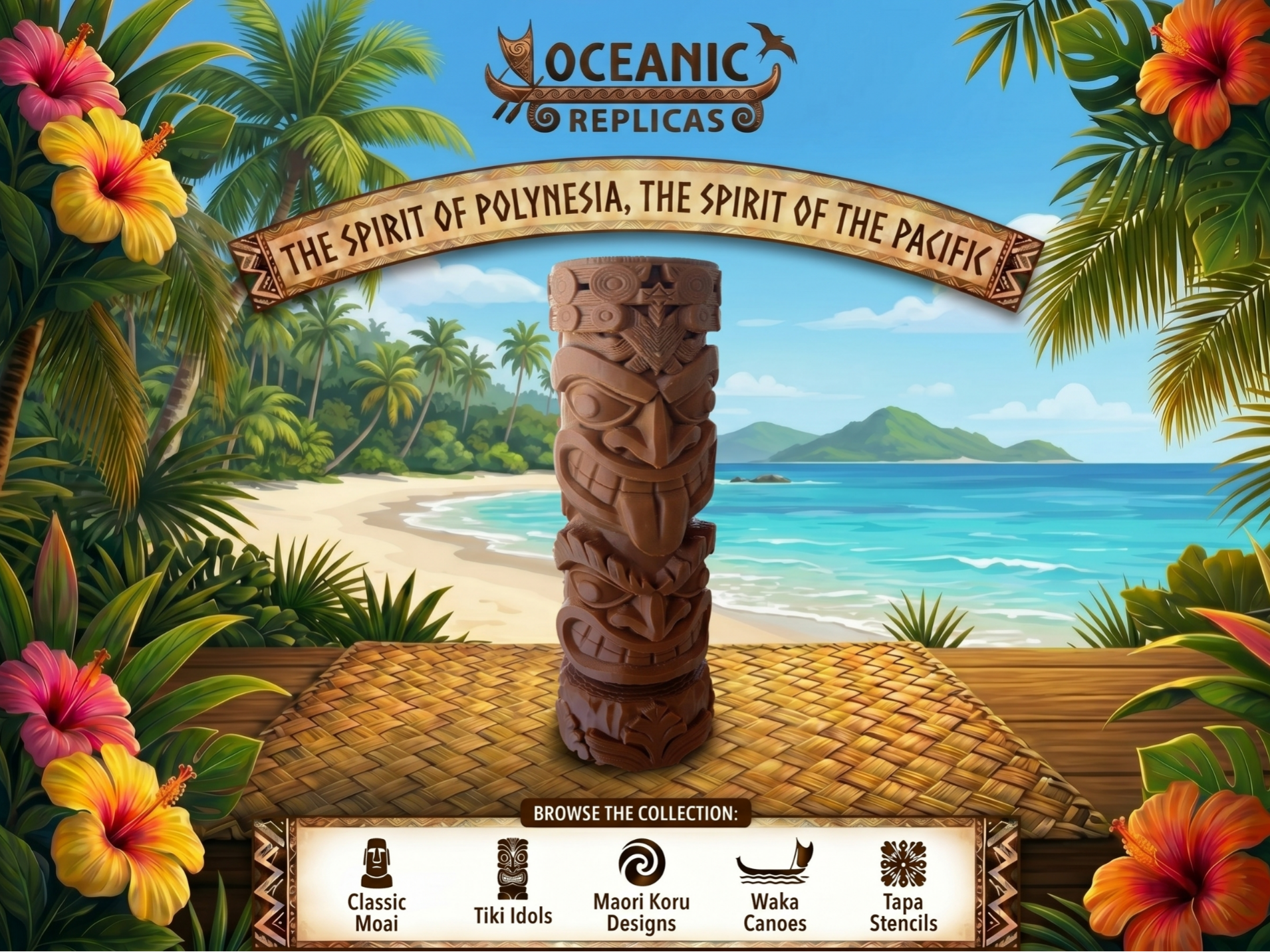 Carved wooden Tiki totem