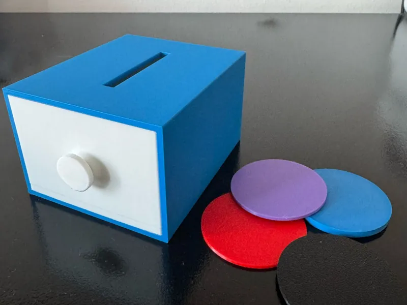 Montessori child puzzle box, baby toy coin drop v1