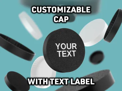 Customizable tube cap with text label