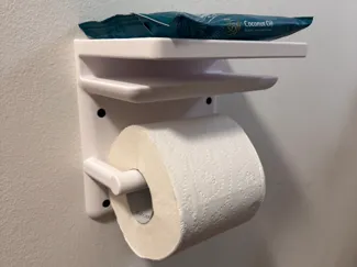 Toilet roll holder with shelves